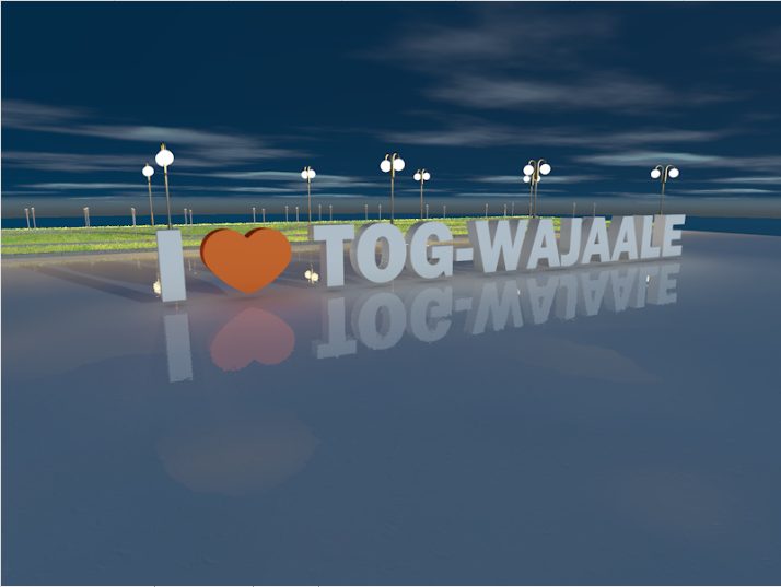 I love Tog-Wajaale illuminated landmark sign at dusk