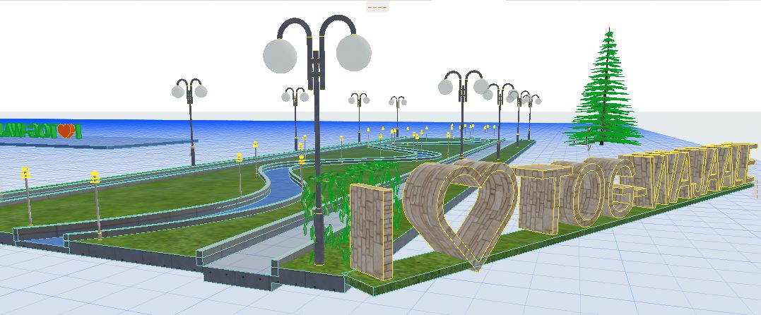 Tog-Wajaale sign integrated within the streetscape model